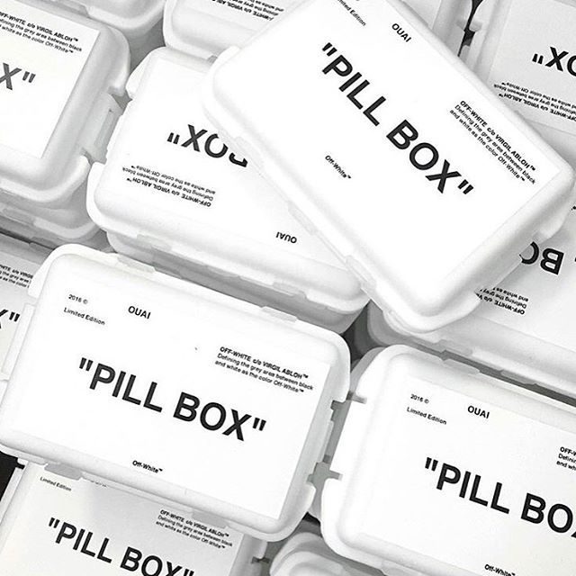 Off-White™ c/o @theouai “pill box” beauty collab ~ packaging design  #LogoCore
