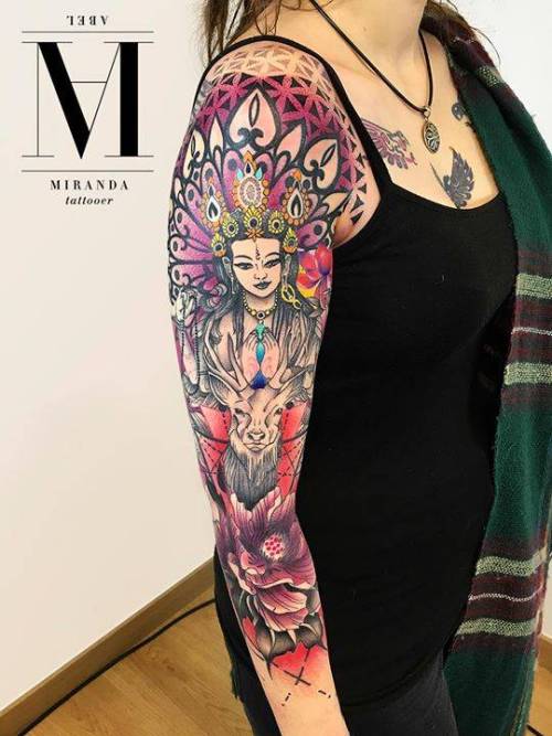 By Abel Miranda, done in Barcelona. http://ttoo.co/p/24699 psychedelic;abelmiranda;big;tara;half sleeve;graphic;facebook;buddhist;twitter;experimental;religious;other