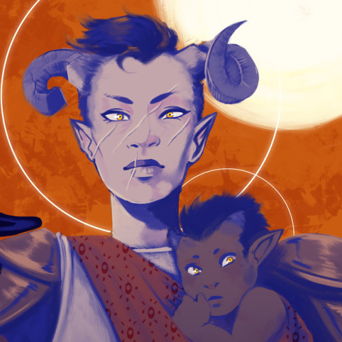 tsundernova:Tarot card for my Qunari inquisitor and his mama!...