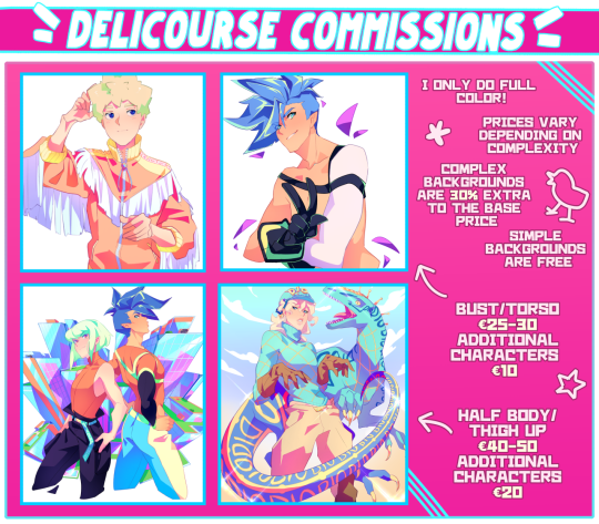 my commissions are open!! for now i have 3 slots! larger works (fullbody, added backgrounds) will probably be prioritized...