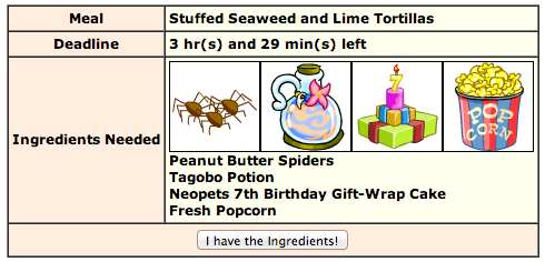 Neopets Kitchen Quests Log