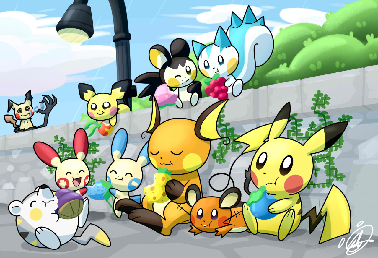 Dyns Art Pikachu And The Pika Clones Hangin Out Before