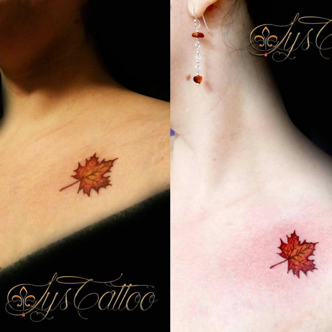 Lys Tattoo Tatouage épaule Clavicule Femme Feuille