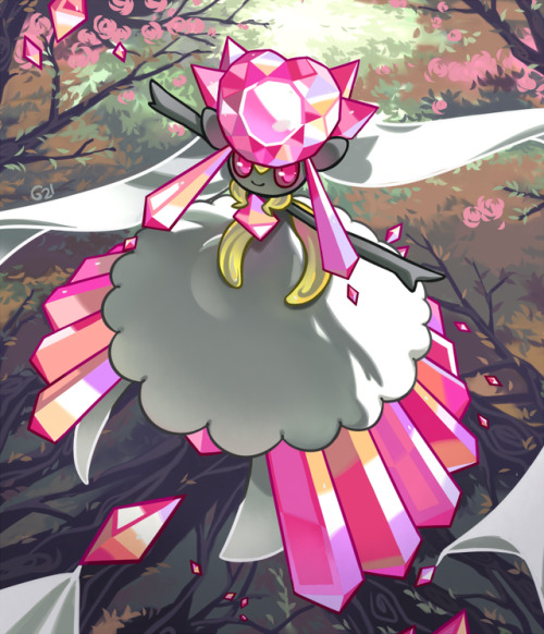 pinkgermy:I wanted to make a print of my mega-diancie drawing...