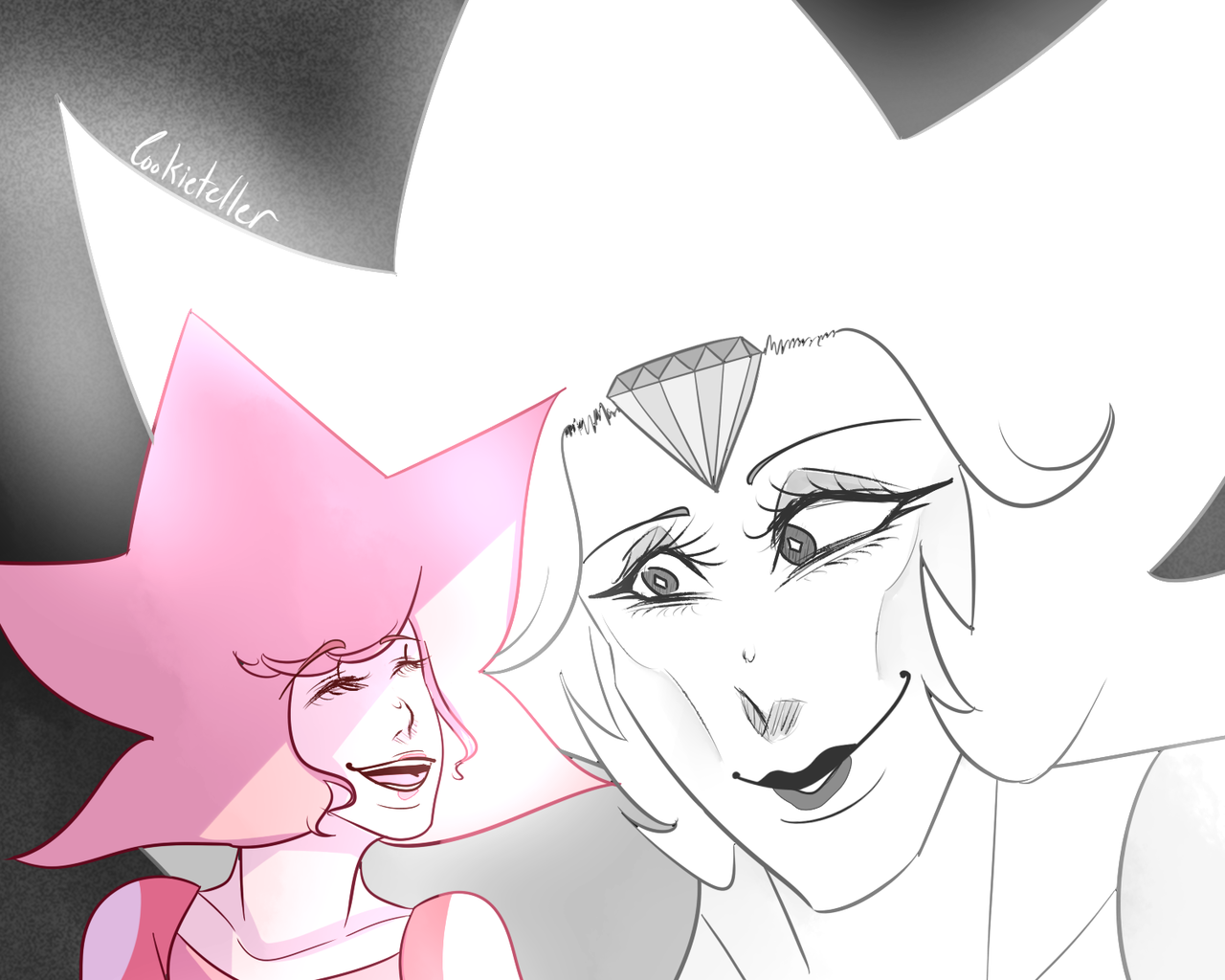 Pink Diamond making her other fellow Diamonds laugh except for White cuz she be mysterious af