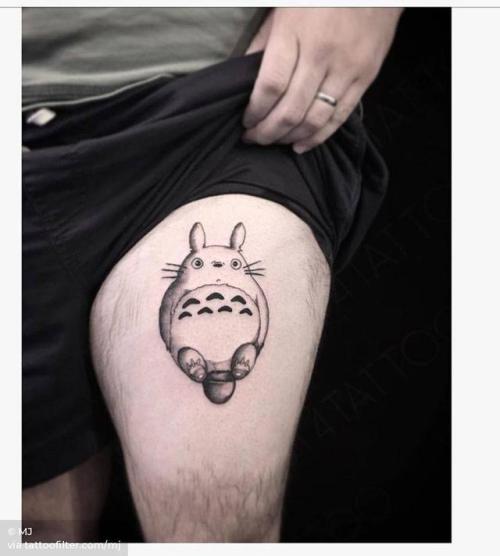 By MJ, done at West 4 Tattoo, Manhattan. http://ttoo.co/p/31165 film and book;mj;my neighbor totoro;cartoon character;fictional character;ghibli;totoro;cartoon;thigh;facebook;twitter;ghibli character;medium size
