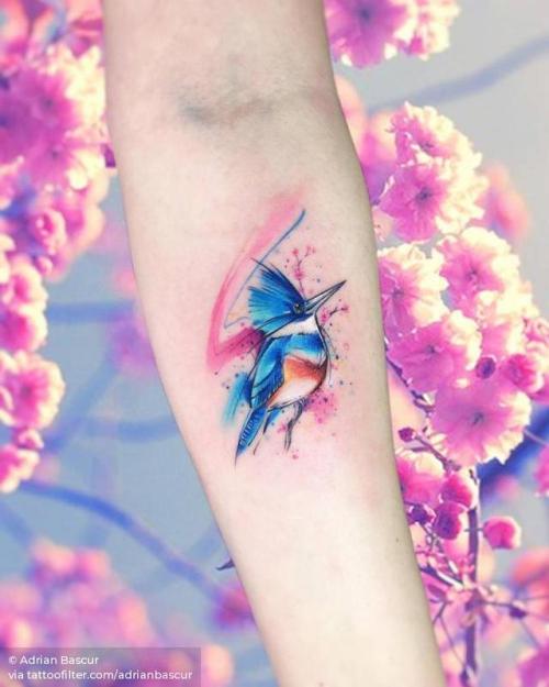 By Adrian Bascur, done at NVMEN, Viña del Mar.... sketch work;kingfisher;animal;watercolor;bird;adrianbascur;facebook;twitter;inner forearm;medium size