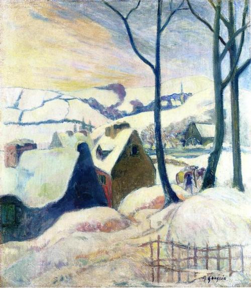 artist-gauguin:Village in the snow, 1894, Paul GauguinMedium:...