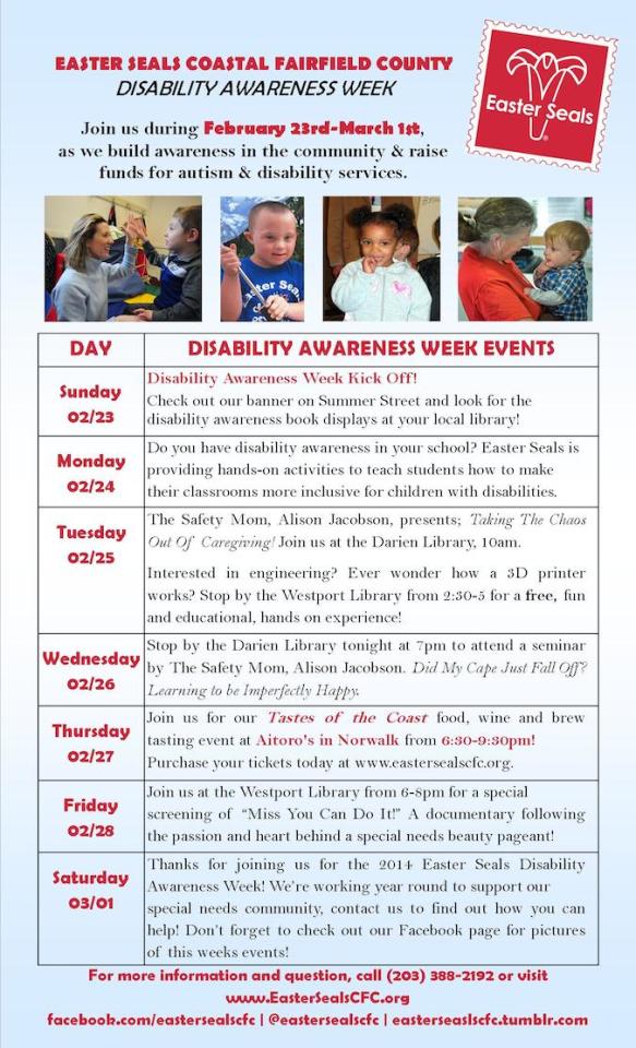 Here is our Disability Awareness Week Calendar! Easter Seals