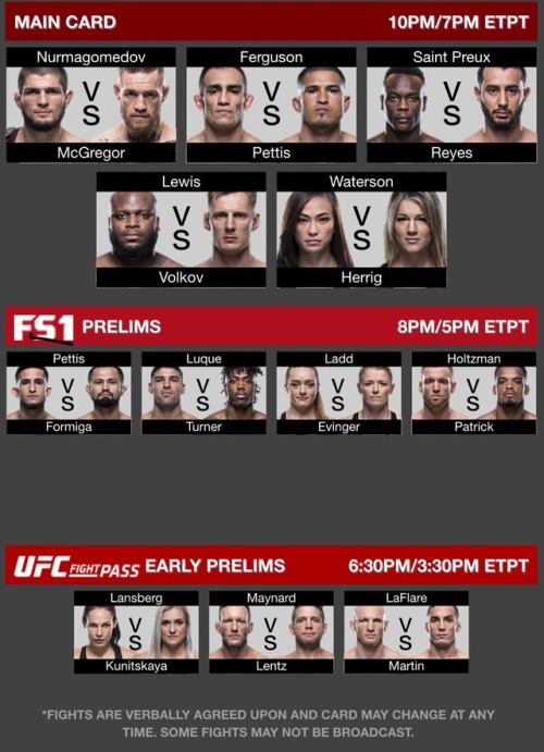 theanticool:UFC 229 Line UpSeen a lot of complaints this week...