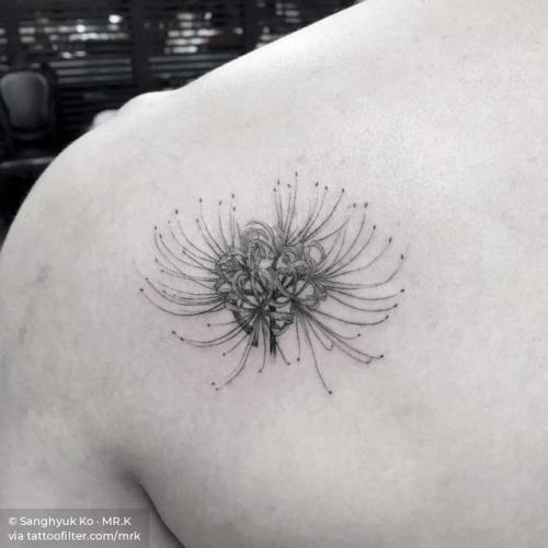By Sanghyuk Ko · MR.K, done at Bang Bang Tattoo, Manhattan.... flower;small;single needle;mrk;facebook;nature;shoulder blade;twitter;red spider lily