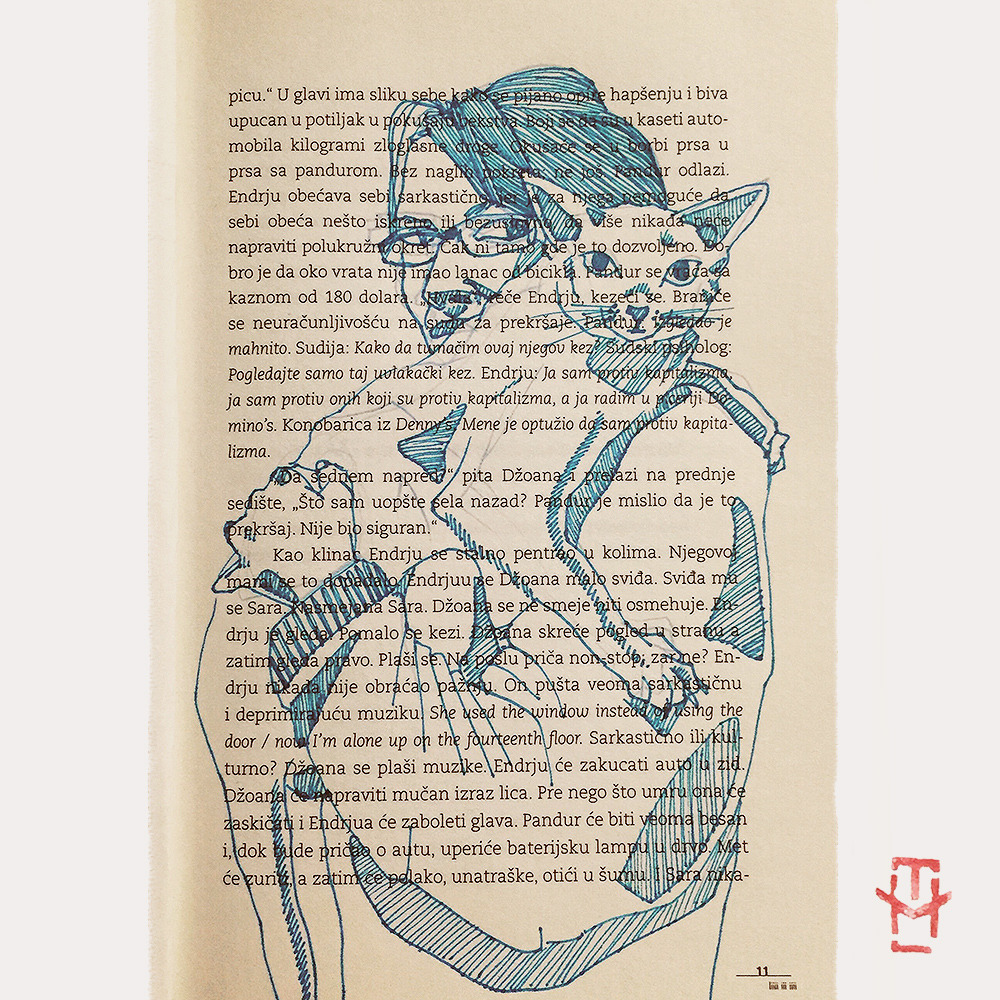 Turning the unreadable book into a sketchbook. Cat love ❤ Tanja Mirkovic Illustrations behance | tumblr | facebook