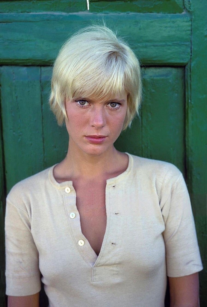 Sixties — Mimsy Farmer, on the set of the cult movie “More”,...
