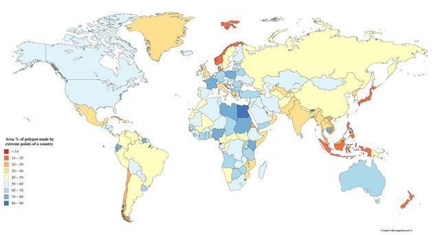 Percentage of area covered by a country in a... - Maps on the Web