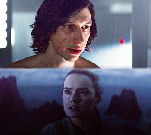 Rey and Ben looking at each other.