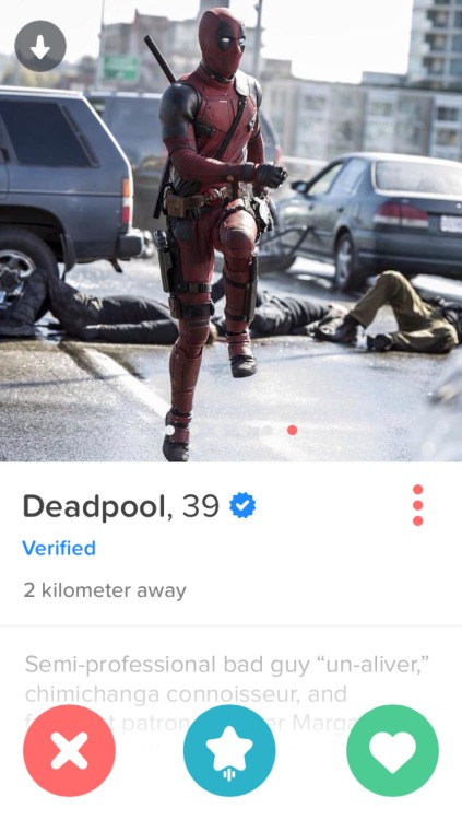 kylosanakins:deadpool has a fucking tinderhonestly whoever is...