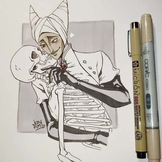 Inktober Day 4 - Bones ( @elentori-art ‘s list) First time drawing Valdemar.. ! Hard to draw but fun ^^