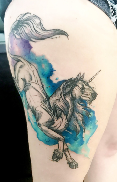 Unicorn tattoo I made this week for @fuckwarlock!  I love...