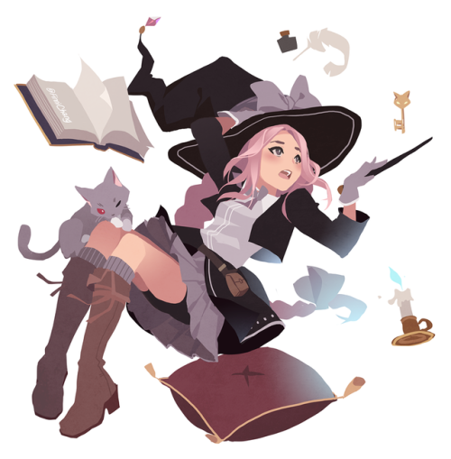 Cute anime witch girl
