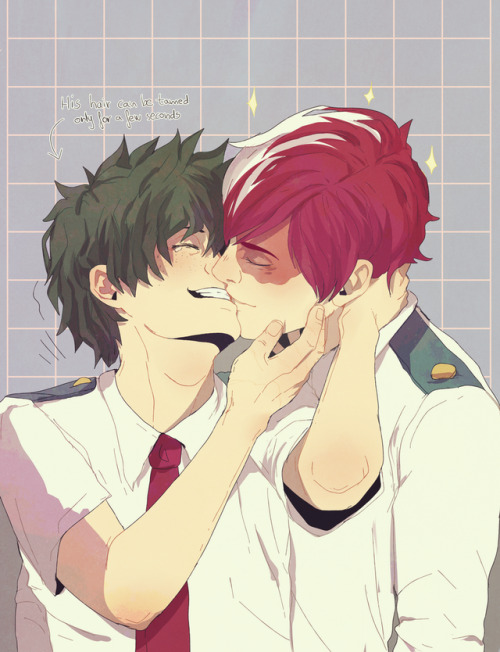 themightynyunyi:izuku can’t stop laughing at his hairthis...