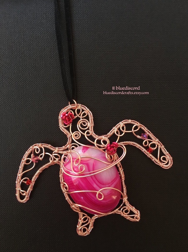 Crafts By Blue — Wire-wrapped sea turtle pendant. The stone is...