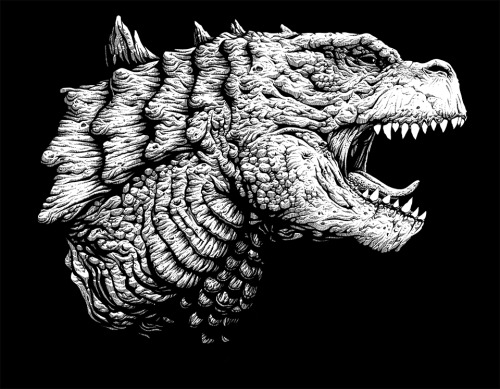 Godzilla - Ink on paper 24″ x 18″