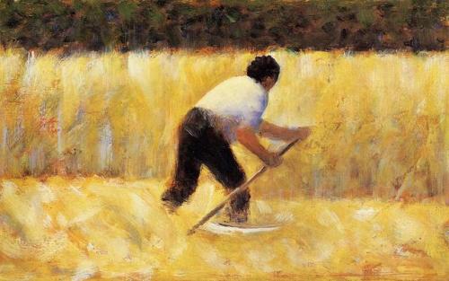 the mower (1882)art by georges seurat