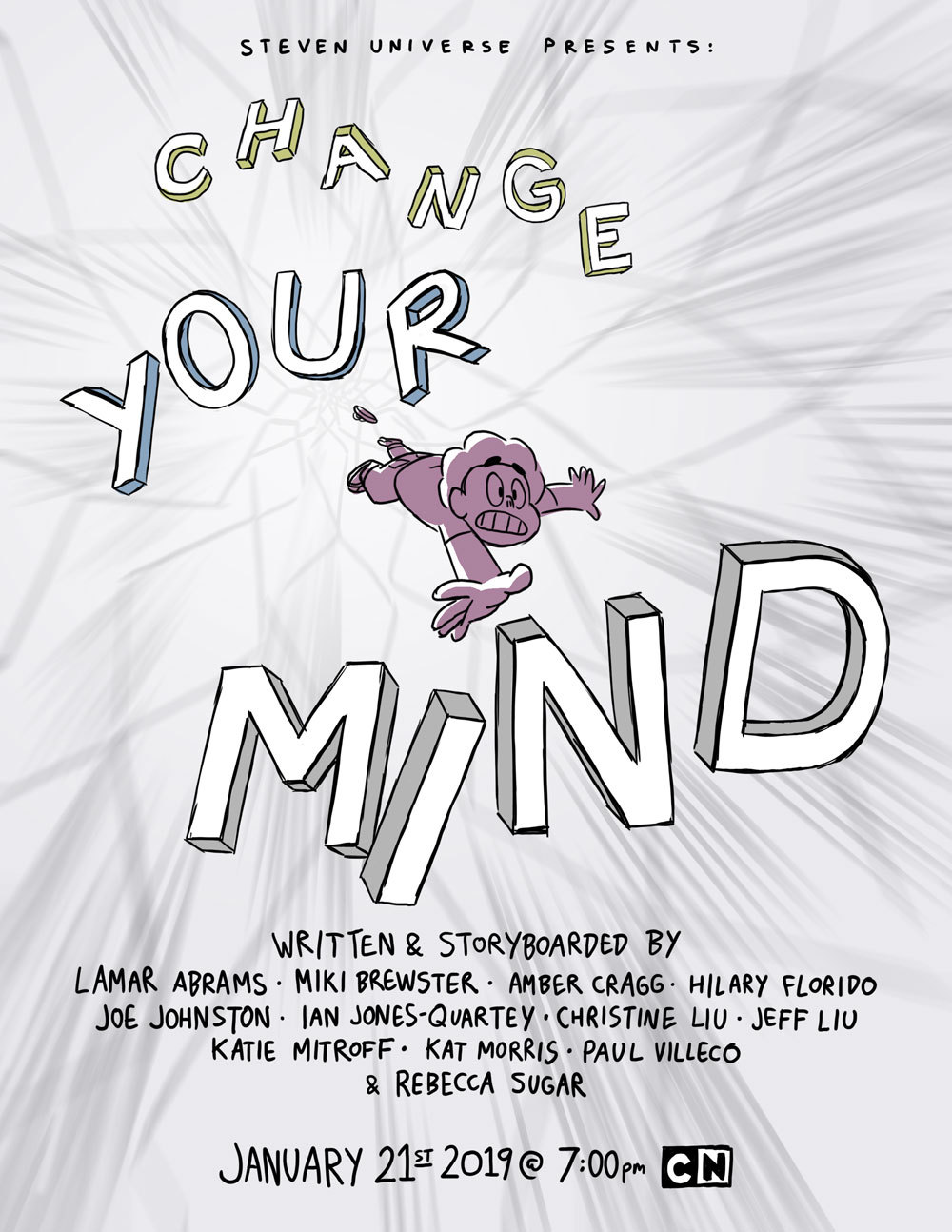 Steven Universe hour-long episode “Change Your Mind”! Airs January 21 @ 7pm! I’ve been very busy making my cartoon OK KO! but I made time to rejoin the Crewniverse for this one! Don’t miss it!