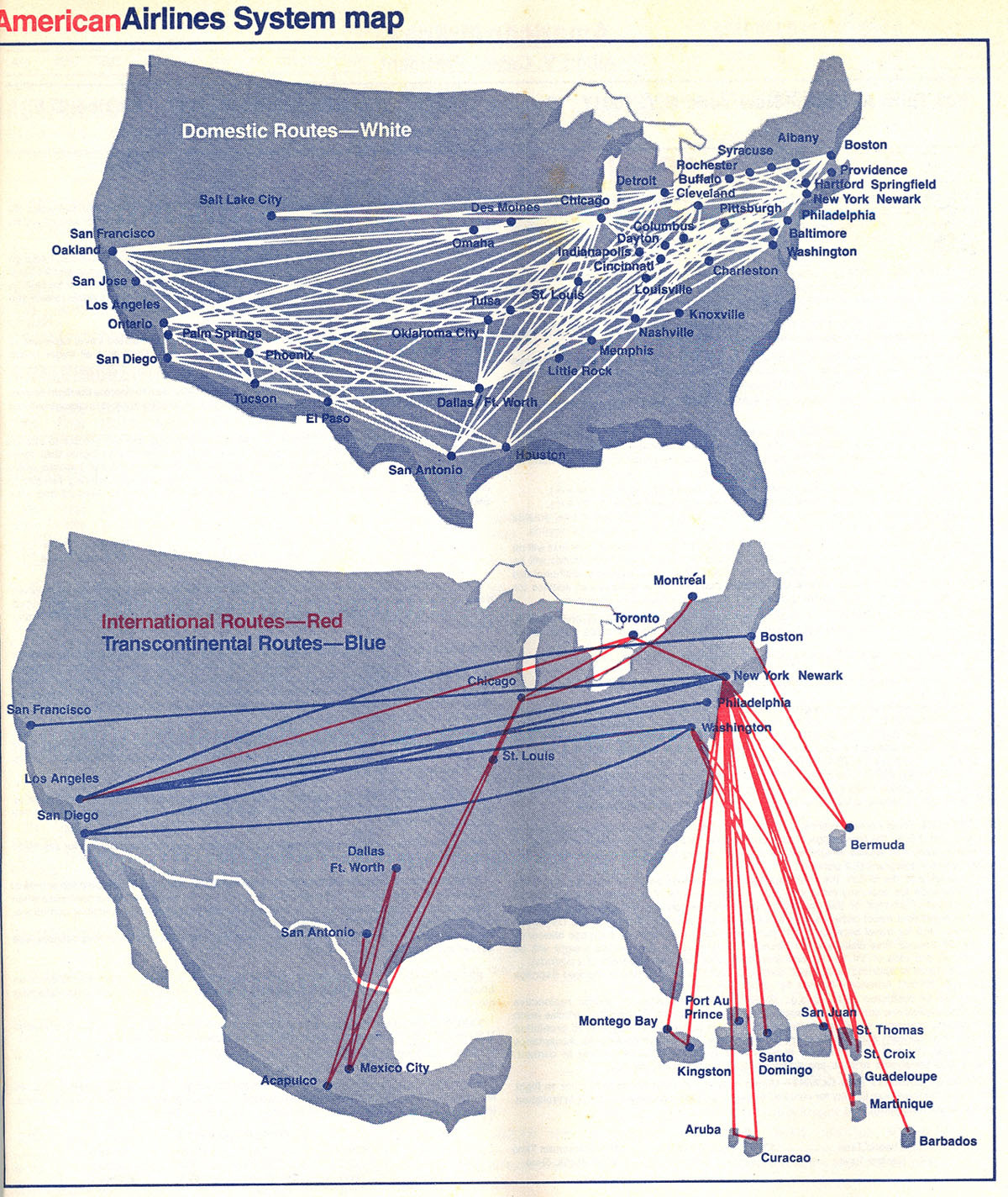 International American Airlines Route Map