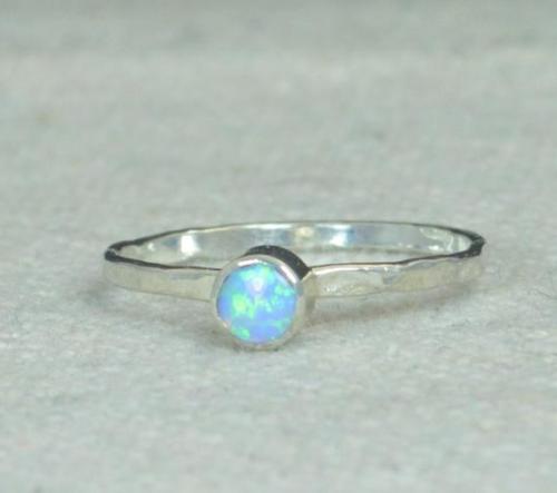 Small Silver Opal Ring, Sterling Opal Ring, Light Blue Opal... - Abby's ...