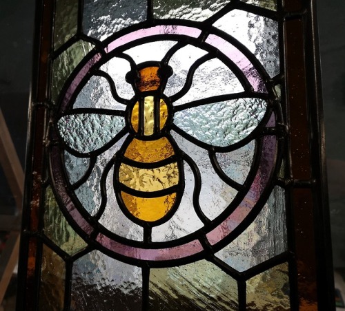 sosuperawesome:Stained Glass Bee and Honeycomb PanelsLight...