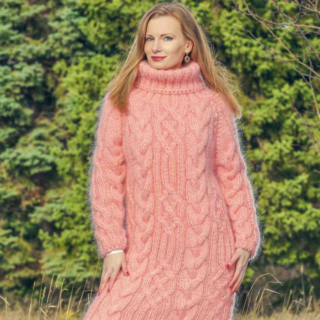 Just a mohair  lover  Boutique pink cable mohair  dress by 