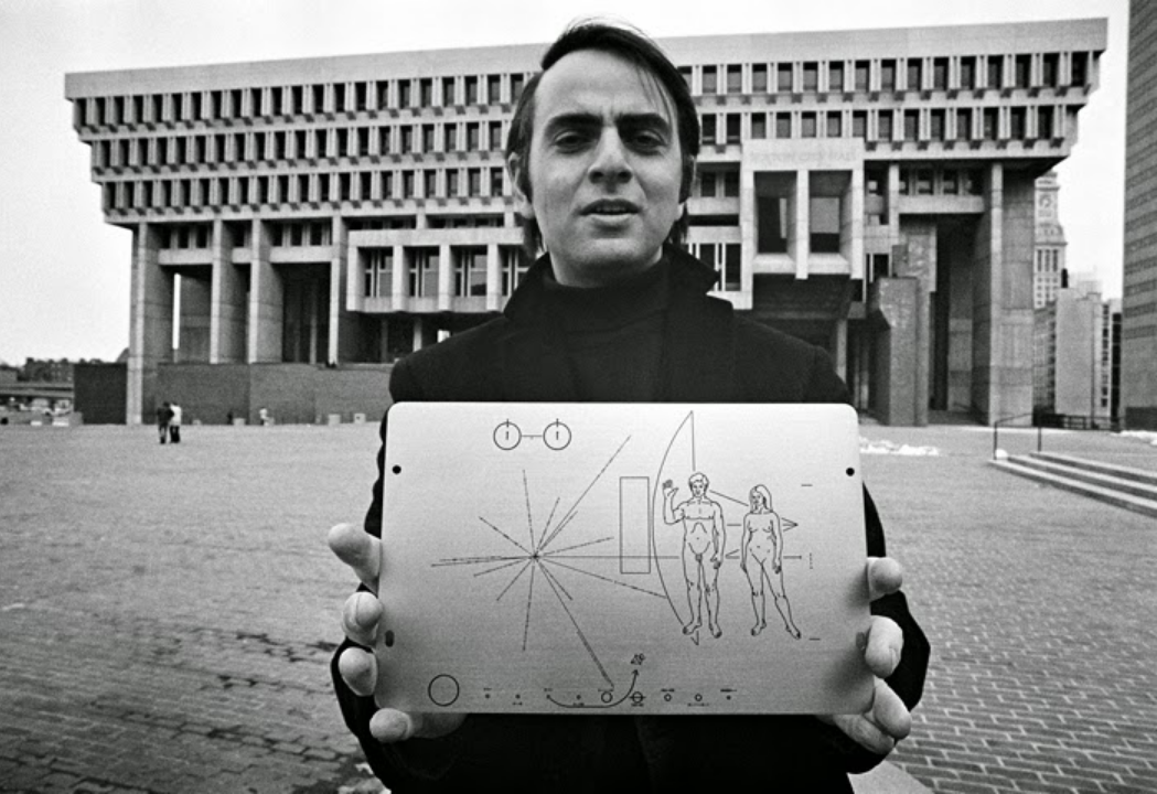 Fables And Porn For Robots Nelc Carl Sagan With The Pioneer Plaque