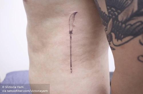 By Victoria Yam, done in Hong Kong. http://ttoo.co/p/33726 chinese culture;facebook;medium size;patriotic;rib;single needle;sword;twitter;victoriayam;weapon