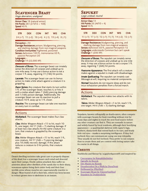 dnd-5e-homebrew:Desert Monsters by gaylordqueen69