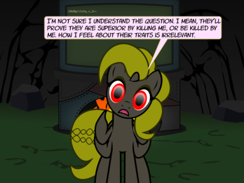 askthecookies:Helix: You non enhanced ponies are...