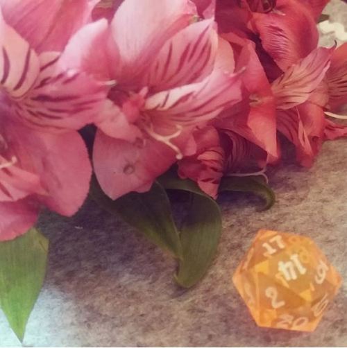 dice flowers TabletopRPG d&d pathfinder magic the gathering gaming girl gamer