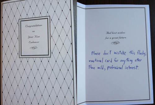 GREETING CARD PROJECT #4: CHICAGO EDITION. This card can be found on the shelves of the CVS on W. Armitage ave and N. Lincoln Ave in Chicago, along with 7 other “pre-signed” cards. Find them all!