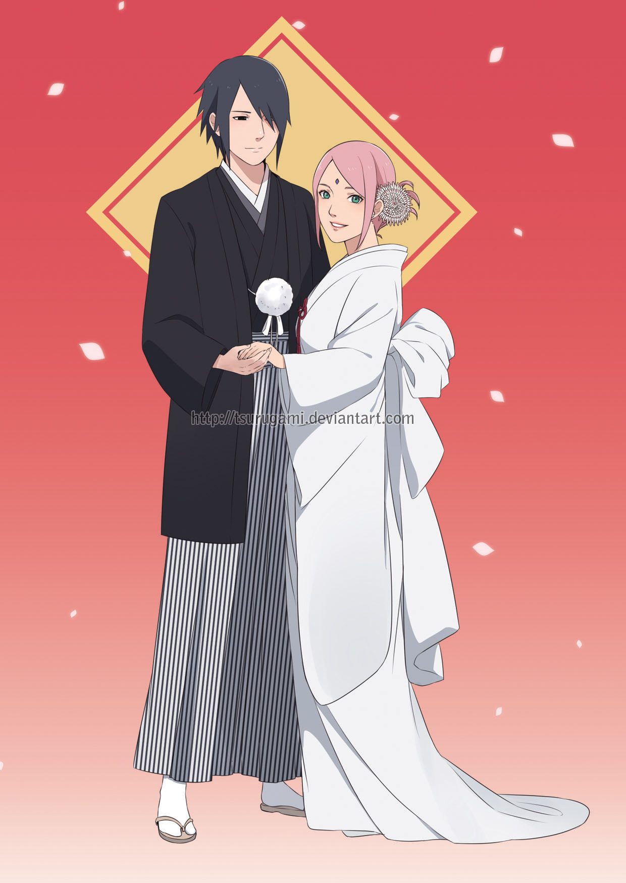 Tsurugami Sasusaku Wedding The Illustration I Made For A