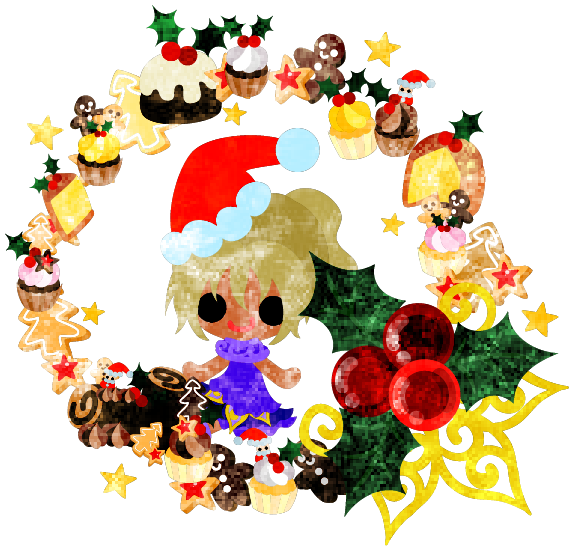 フリーのイラスト素材「クリスマスと女の子の可愛いイラスト ,お