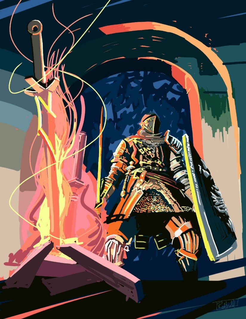 Rest At The Bonfire Dark Souls Fan Art This