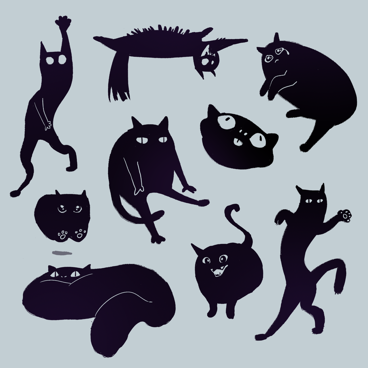 Черный толстый кот вектор