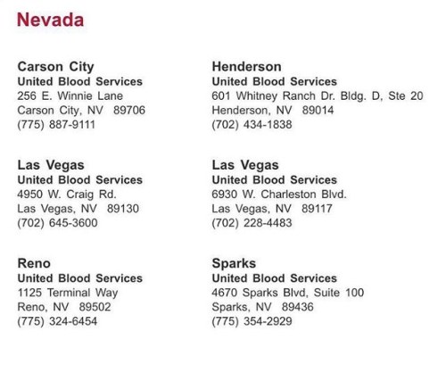 Blood donations centers listed above. Donate blood if you can....