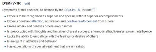 dontneedfeminism:Symptoms of Narcissistic Personality...