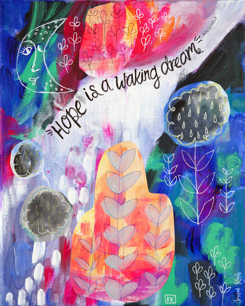 Hope Is A Waking Dream from Kimberly Kling’s Landscapes Of A Blossoming Mind mixed-media series.