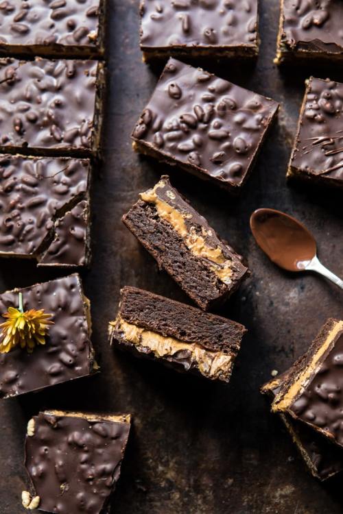 sweetoothgirl:triple layer peanut butter crunch brownies