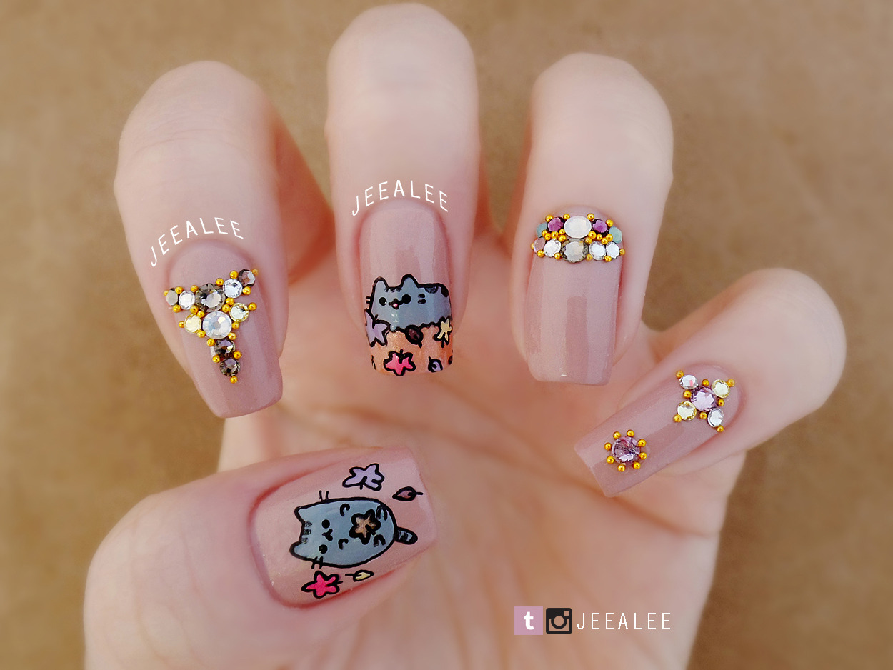 JeeA Lee's Nail Art — 🍁🍂 Pusheen Nails 🍂🍁