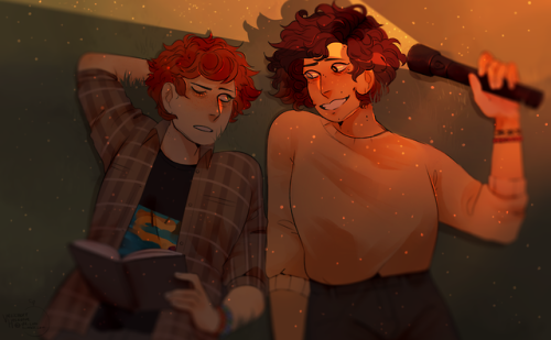 my art germ tolentino caleb marshall suh sire honestly i love the nickname mars so much germs hair is gorgeous??? whta the hell i loved coloring it it looks Awful now bc my lighting is rough but lowkey i like how this came out lmao