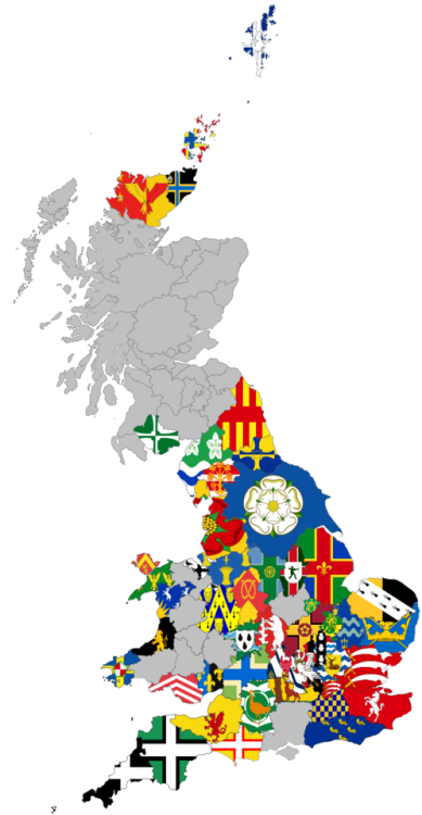 rvexillology:Map of official British county flagsWhy the weird...