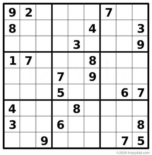 daily sudoku solve this puzzle at krazydad intermediate killer